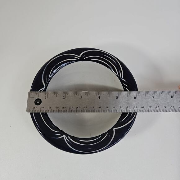 Original Apple Baker Pottery Baking Dish Blue Cream Round 6.25 In‎ Diameter - Picture 4 of 4